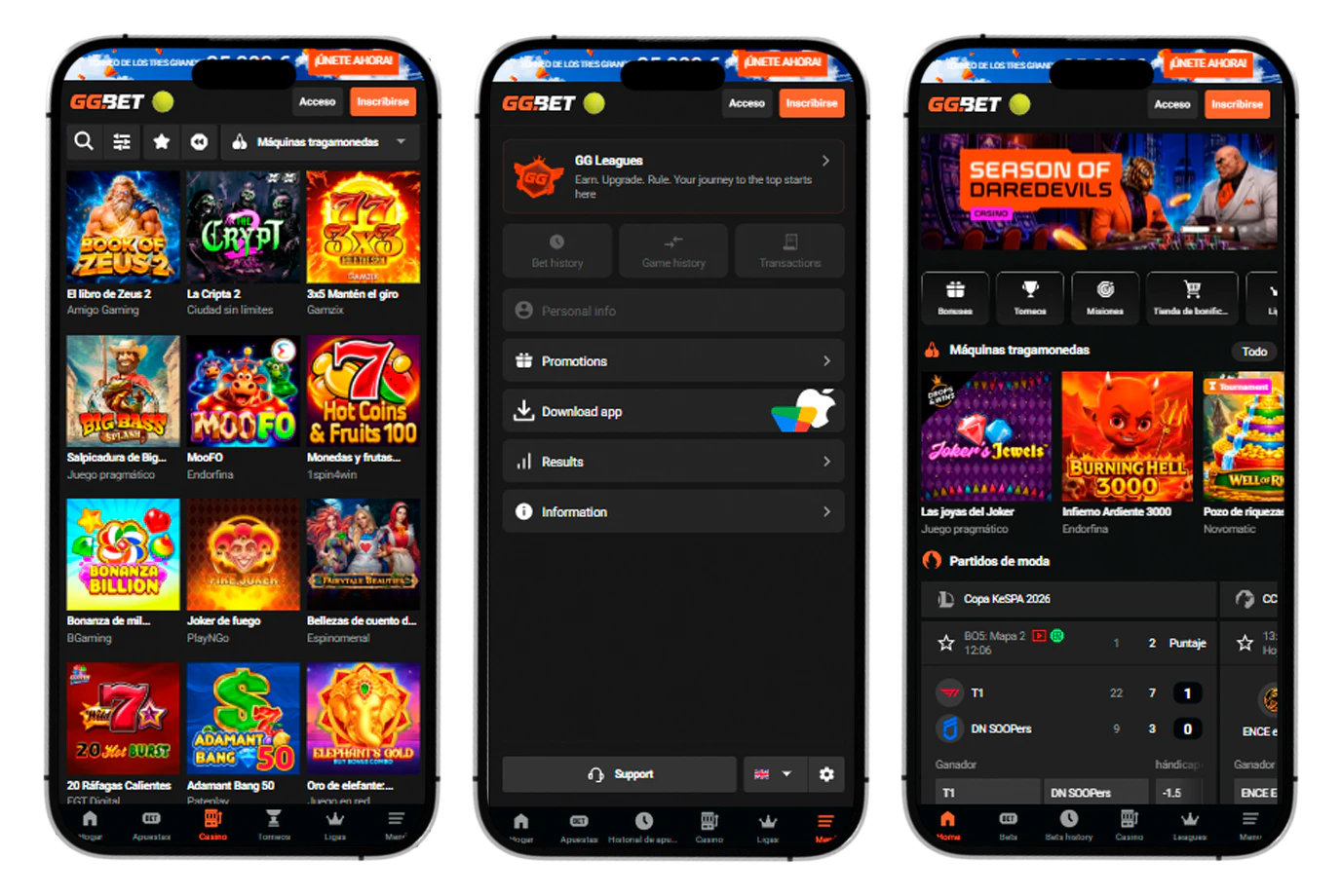 Versión móvil de GGBET Casino adaptada para teléfonos y tablets